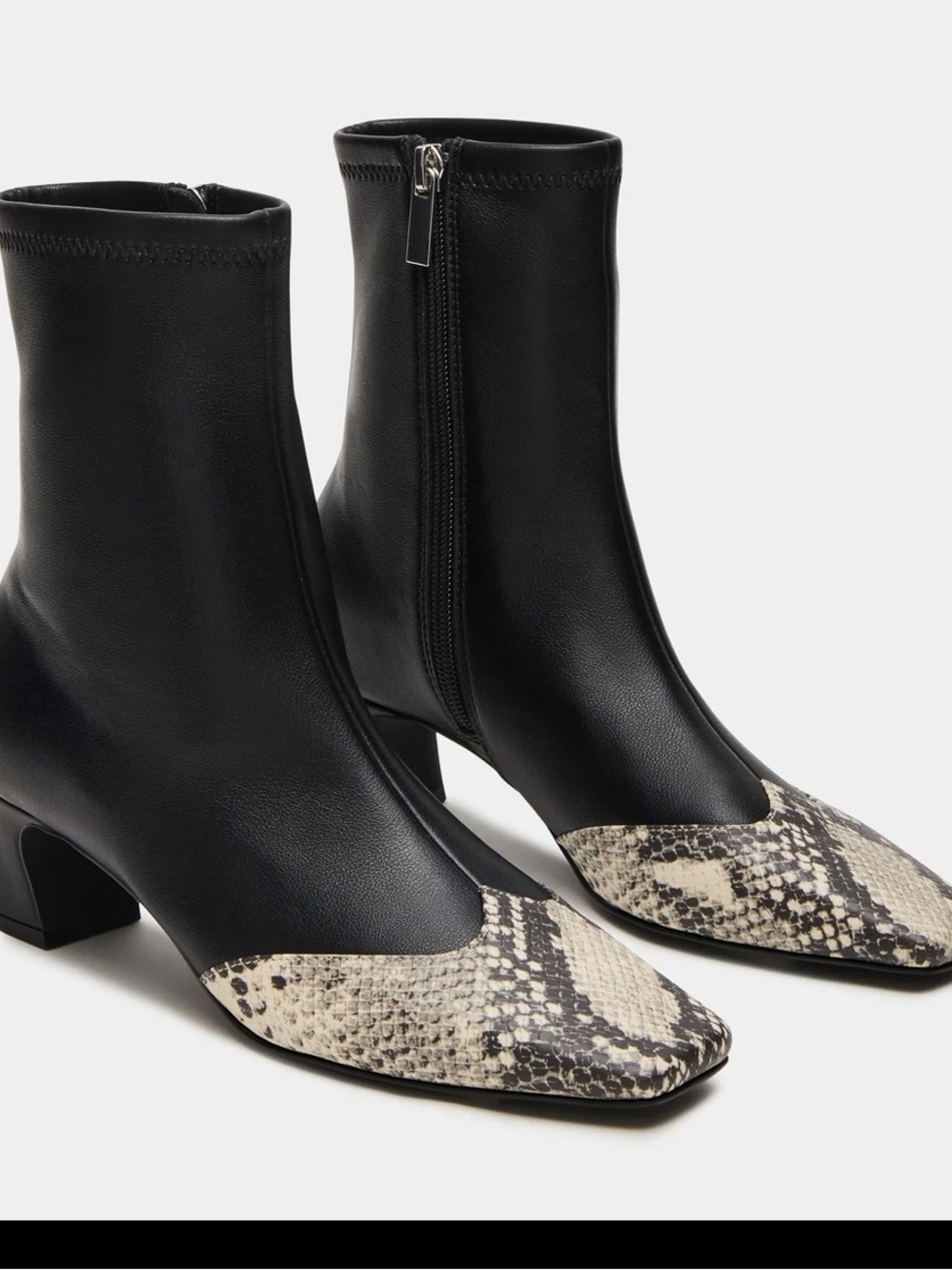 Steve Madden Black Ankle Boots with Snake-Print Toe